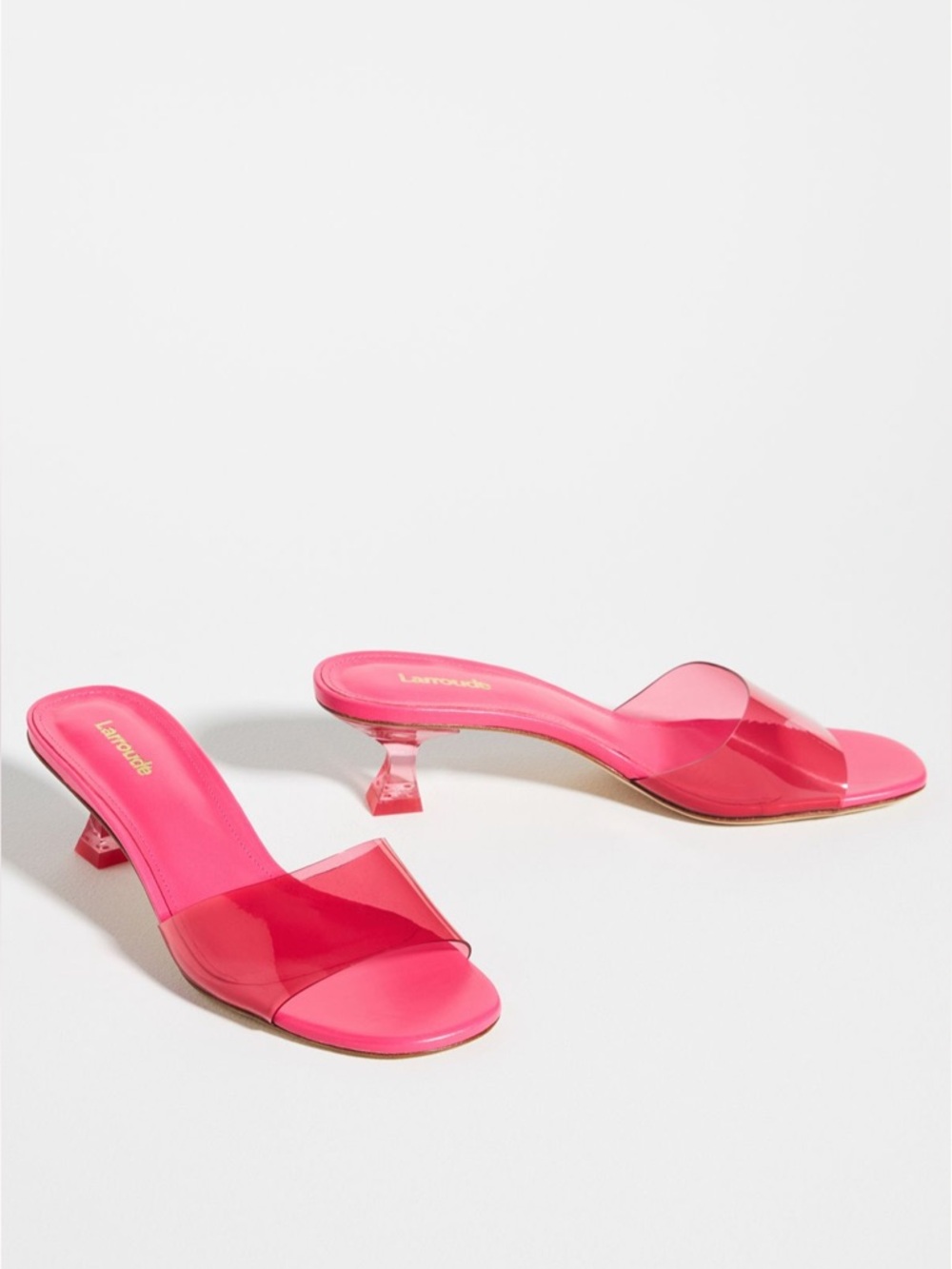 NWOT - Larroude Vivi Hot Pink Leather & Vinyl Sandals - Picture 5 of 6